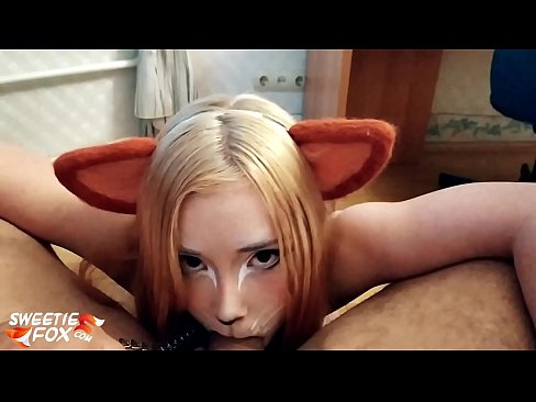 ❤️ Kitsune ابتلاع ديك ونائب الرئيس في فمها الإباحية